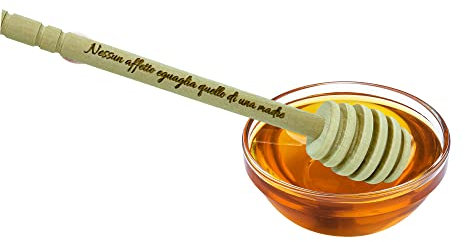 StickerLab Lot de 2 cuillères à miel personnalisées en bois, 15 cm, fête des mères, idée cadeau – Fabriqué en Italie