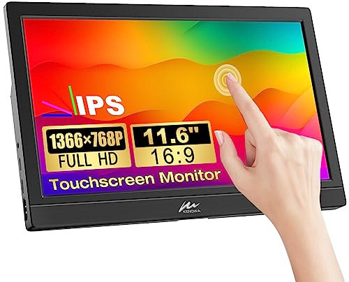 Kenowa Moniteur Portable écran Tactile, 11,6 Pouces HDR Moniteur Externe 1366x768 IPS Eye Care Screen avec HDMI USB Type-C pour PC/Ordinateur/Portable/Raspberry pi/PS3/PS4/Xbox
