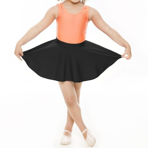 P&R DANCEWEAR LTD Girls Shiny Nylon Ballet Skirt - Perfect for Gymnastics and Dance - Adorable Circular Skirt for Kids Performances and Stylish(Black, 11-12 Years)