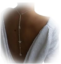Catena posteriore con strass di cristallo gioielli per le donne sposa backless strass Waterdrop catena per il corpo pancia collana in vita accessori per abiti da sposa, Medio, Cristallo, lega