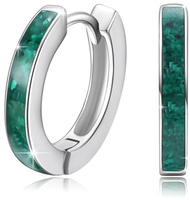 Damen Creolen Ohrringe 925 Sterling Silber Opal Ohrringe Kleine Creolen Kreis Ohrringe Opal Schmuck Geschenke für Mama Frauen Kinder.., Sterlingsilver