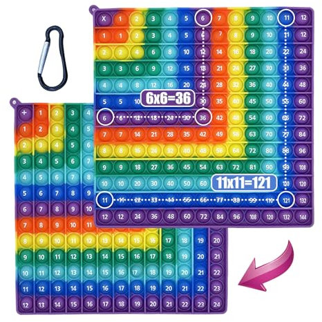 Zamety Pop It 2 In 1, Pop It Spielzeug, 20x20cm Plopper Spielzeug, Multiplikationsbrett und Addition Popit Lernspielzeug, Doppelseitig Popet Fidget Toys Anxiety Toy für Kinder und Erwachsene