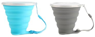 Aiweijia Ciotola di campeggio, 2 tazze di silicone pieghevoli, tazze di viaggio pieghevoli tazze di viaggio portatili con tappetini di plastica Escursione per il picnic all'aperto