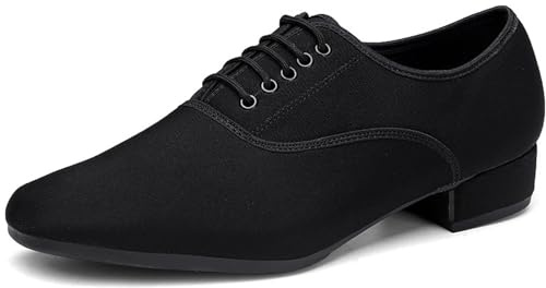 Män balsal dansskor, 2,5 cm klack danssko latin prestanda övningsskor, Svart, 39 EU