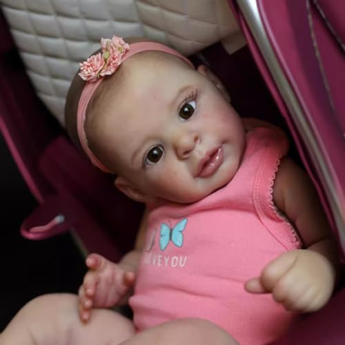 Reborn Babys 19 Zoll 49 cm Lebensechte Babypuppen Reborn Puppe Wiedergeboren Baby Puppe Reborn Baby Puppe Sieht aus wie EIN echtes Baby (Rosa Silikon Körper)
