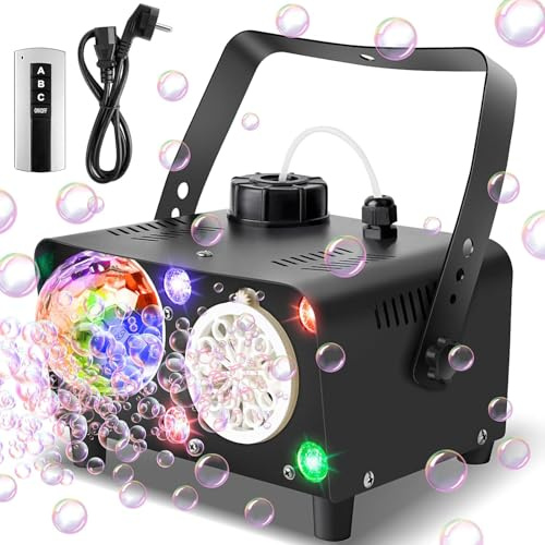 2-in-1Wireless Remote Control Bubble Machine With Disco Ball Party Lights - 100,000+ Big Bubbles Per Minute - Great Outdoor Toy,Birthday Parties,Weddings and Stage