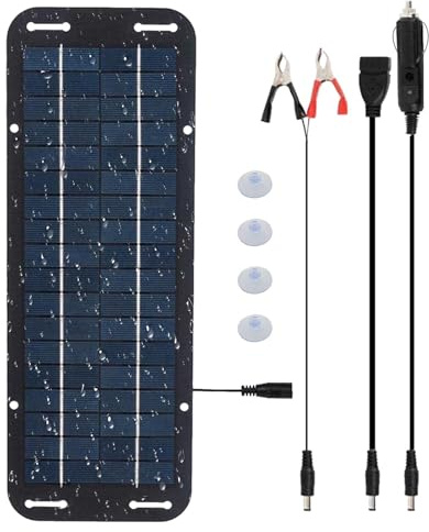 Kit de panneau solaire, 18 V 5 W, chargeur de batterie portable pour voitures, camping-cars, bateaux, automobile, moto – Solution d'énergie respectueuse de l'environnement