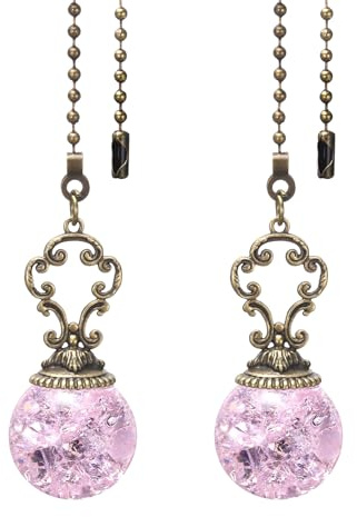 PATIKIL Ceiling Fan Pull Chain, 2 Pack 12 Decorative Ball Pendant Chain Extender Charm Extension Pull String for Ceiling Fans Light Lamp, Pink