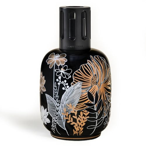 MAISON BERGER Porcelain Fragrance Lamp – Model Black Vegetale - Home Diffuser & Air Purifier 6.3 x 3.6 x 3.6 inches – French-Made Since 1898 – Gift Set w/Cotton Wick, Snuffer, Funnel – No Oil Included