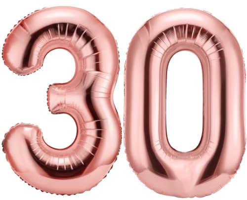 30 Luftballon Geburtstag, 30 Geburtstag Frauen Luftballon, Ballon Zahl Deko zum Geburtstag, XXL Luftballons Zahlen 30 für Frauen, für Hochzeit, Geburtstag, Jubiläum Party Dekoration (Roségold)