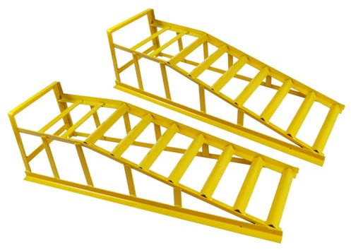 Fixed Car Ramp RocwooD 2 Tonne Metal 2x Bike Motorbike Car Truck Van Trailer Compact Automotive L 95 x W 35 x H 28cm 35kg Two Solid Units No Assembly Needed.