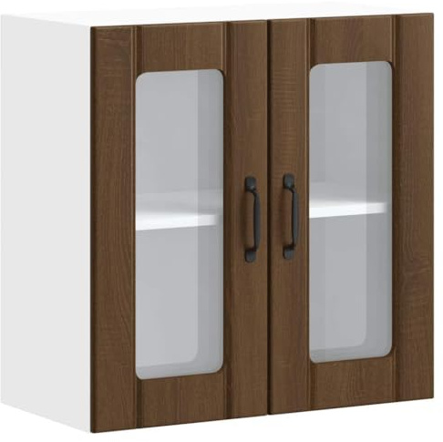 vidaXL Küchen-Hängeschrank mit Glastür Lucca Braun Eichen-Optik