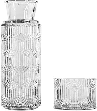 Glaskaraffen-Set mit Becher, Nachttisch, Wasserkrug für Saft und Wasser, Trinkglasbecher für Schlafzimmer und Küche