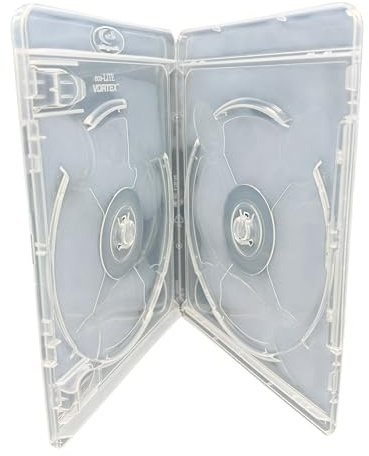 5 x AMARAY VORTEX Eco-Lite Clear Blu-ray 2-Disc Cases – 11mm Spine, Double Disc 3D Blu-ray Packaging with Outer Sleeve for Artwork – Holds 2 Discs – Premium Clear Vortex Blu Ray Case – 5 Pack