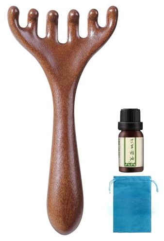 Magischer Massagekamm mit sechs Krallen, Meridian Kamm mit Langem Griff, Kopfhaut Massagegerät, Gua Sha Kamm, Kopfhaut Massagekamm Holzkamm für Kopfhaut, Kopf, Nacken, Gesicht (1)
