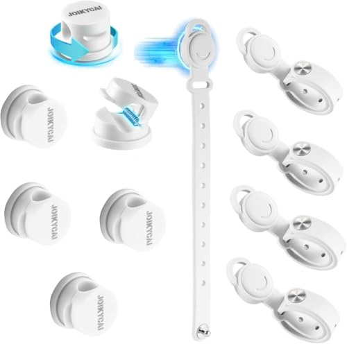 Magnetic Cable Management 360° Swivel with Cable Ties with 10 Locking Points, Self Adhesive Cable Holders, Cable Holder Clips for Phones,PC,Kitchen Appliances,Office Supplies,Cars,White