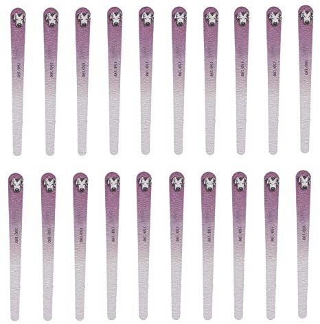 Conjunto Profesional de Archivos Uñas Doble Cara - 20pcs 150/180 Buffers para Manicuras en el Hogar y Salón Herramienta Púrpura Naturales, Acrílicas Falsas