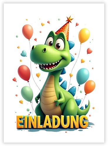 ZETTMANN Dino Einladungskarten Kindergeburtstag Junge - 10 Stück - DIN A6 (10,5 cm x 14,8 cm) - Einladung Geburtstag Mädchen - Geburtstagseinladungen Dinosaurier