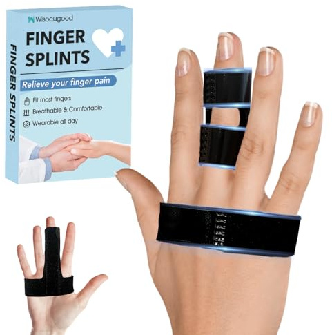 Trigger Finger Splint,Finger Brace,Broken Fingers Straightening,Pain Relief,Arthritis or Support for Fingers,Knuckle Splint Fits Index/Middle/Ring,Adjustable straps for Left or Right Hand (Black)