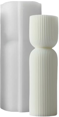 Moules à bougies en silicone – Moules flexibles réutilisables en forme de pilier pour aromathérapie, décoration d'intérieur, loisirs créatifs | Design antiadhésif, texture rayée | Idéal pour les