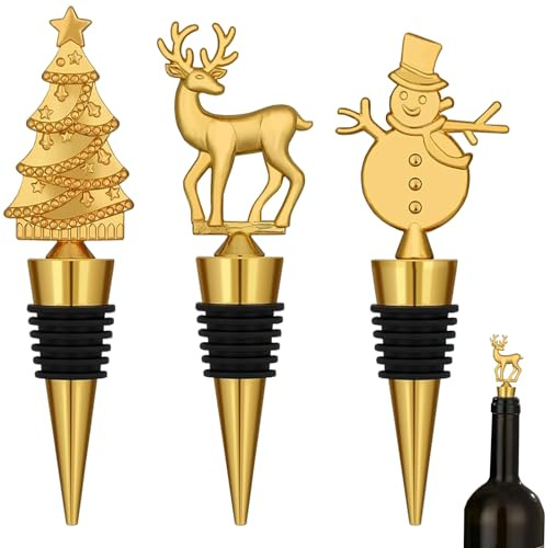 Saituo Home 3 Stück Hochzeitsgeschenk Flaschenverschluss, Hirschkopf Geschenk Hochzeit Sektverschluss, Weihnachten Sektflaschenverschluss, Exquisit Weinkorken für Weihnachten Hausbars Küchen Clubs