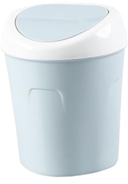 WEKAMOS Bote de Basura con Tapa Abatible Mini, Papelera de Plástico Azul, Compacta y Resistente, para Escritorio y Hogar, Adecuado para Cocina, Sala de Estar y Oficina, Diseño Funcional