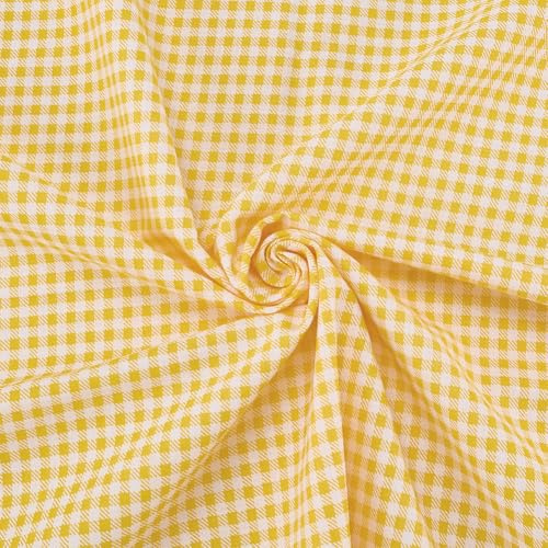 PH PandaHall Tissu en Coton à Carreaux Tissu Carreaux Gingham Jaune 1.6x1 m Tissus Artisanal Motif Tartan Tissus à Coudre pour Vêtements Nappes Matelassage Patchwork Sacs Décoration D'Intérieur