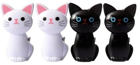 Lot de 4 pinces à sac pour le stockage des aliments, pinces à linge multifonction en forme de chat mignon, pinces à linge, papier durable, congélateur, cuisine, maison, bureau
