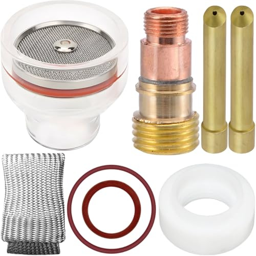EATBALE WP-Brenner-Set WIG-Schweißbrenner-Set Glasdüse Gaslinse Spannzange für WIG-Schweißgerät WP-17/18/26 Schweißbrenner Kupfer Keilspannzange (1,0 mm 0,040 Zoll) Silikon O-Ring Dichtung Zubehörset