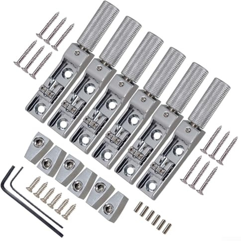Bass Headless Bridge Set 4/5/6 Saiten Einzelsaite Zinklegierung Metall mit komplettem Hardware-Kit für zuverlässige Leistung (Silber 6PCS)