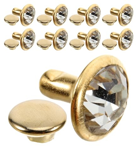 minkissy Remaches de Gemas de Imitación Borde Dorado, 8 Mm, 100 Unidades, Tachuelas Metálicas para Ropa, Bolsos y Zapatos, Remaches de Tornillo para Manualidades en Cuero, Estilo Punk