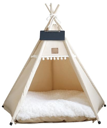 Hunde- und Katzen-Tipi tragbare Haustier-Tipi-Zelte mit Kissen und Kleiner Tafel 71 1 cm hoch waschbar für den Innenbereich Hundehütte süßes Welpenbett für Haustiere unter 15 kg