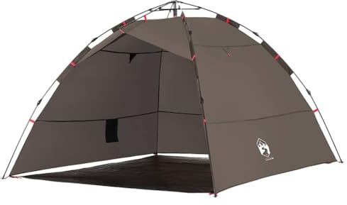 Fisketält för 4 personer brunt med quick release-system, vattentätt campingtält av polyester med PU-beläggning, 260 x 246 x 180 cm, lätt familjetält för utomhusbruk, strand och vandring