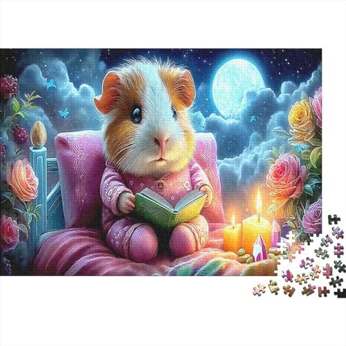 Hámster Leyendo Luz Nocturna Puzzle de 1000 Piezas Papel para Adultos Puzzle para Toda la Familia Relajación Decoración Regalo 52x38cm/1000pcs