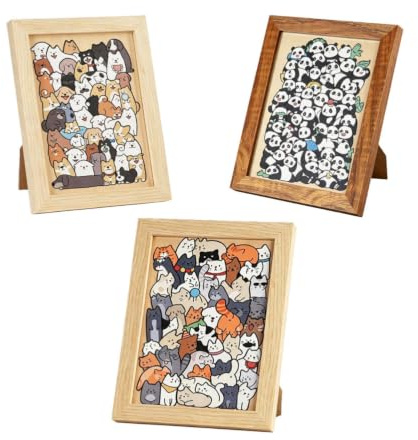 ttnmrc Puzzle Bois Montessori d'adorables Animaux avec Cadre Photo