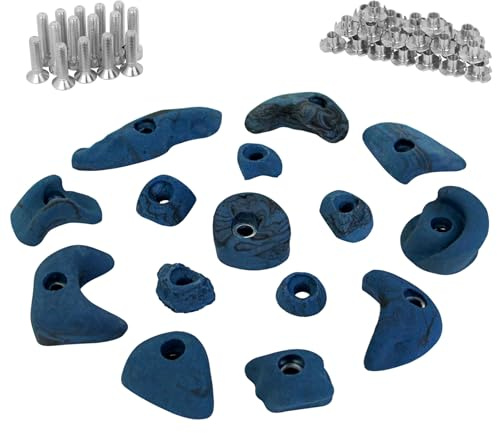 ALPIDEX 15 Klettergriffe mit Schrauben Einschlagmuttern Klettersteine Set | Bouldersteine, Bouldergriffe, Kletterwandbau, Spielturm, Trainingswand, wetterfest, Indoor, Outdoor, Klettern, Kinder