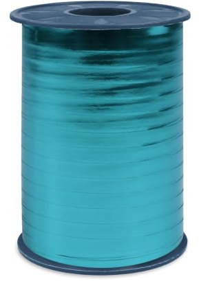 PRÄSENT C.E. Pattberg Mexico Geschenkband metallic türkis, 400 m Ringelband zum Einpacken von Geschenken, 5 mm Breite, Zubehör zum Dekorieren & Basteln, Dekoband, Anlass