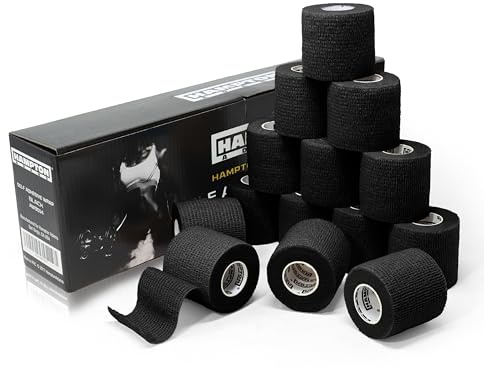 Hampton Adams | As Seen on Shark Tank | Self Adhesive Bandage Wrap (14-Pack) | 15ft | Pet Safe | Breathable Athletic Elastic Cohesive Bandage for Sports Injury Ankle Knee Wrist sprains (Black)