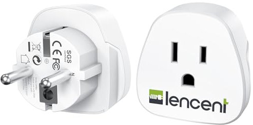 LENCENT 2X Reiseadapter Netzadapter USA auf EU DE Steckdose Steckdoseadapter Schuko für Amerika US Japan Kanada Mexiko Thailand Stecker Weiß