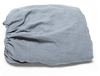 LinenMe Drap Housse en Lin lavé 160 x 220 x 20 cm – 100% Lin prélavé Doux – Drap-Housse avec Coins élastiques – Linge de lit d'été – Thermorégulateur, hypoallergénique – Bleu Ardoise