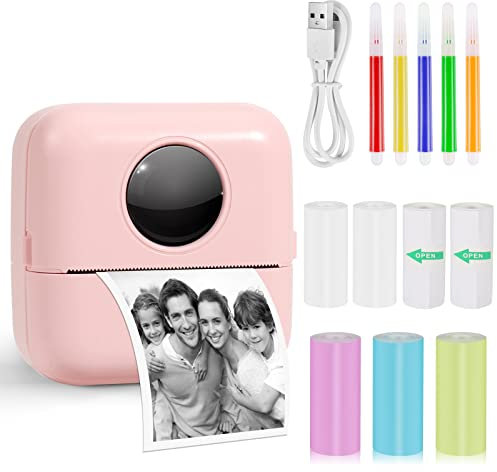 GuKKK Mini Drucker, Mobiler Fotodrucker, Tragbarer Mini Fotodrucker, Wireless Fotodrucker Thermodrucker, Smartphone Bluetooth Drucker, für Lernhilfe,Lernnotizen, Journal, Notizen, Journal