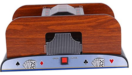 Garneck Elektrischer Kartenmischer Für Poker Und Bridge Automatischer Spielkartenmischer Ohne Batterie Holzmaterial Für Bis Zu 2 Kartendecks Brettspielzubehör Für Spiele