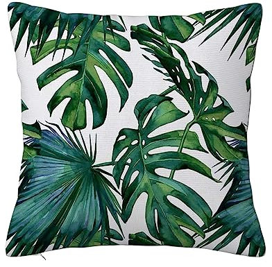 Überwurf Kissen Fall Quadratisch Kissenbezug,Palm Monstera-Muster,Home Dekorative Sofa Sessel Schlafzimmer Wohnzimmer 45x 45cm