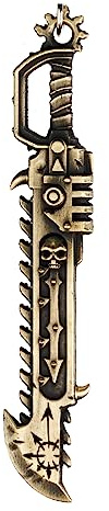 Starforged Warhammer 40K licensierad nyckelring bult rund kedjesvärd kaos yxa ork choppa Thunderhammer svärd WH40K män gåva, Chaos Spacemarine kedjesvärd nyckelring, S
