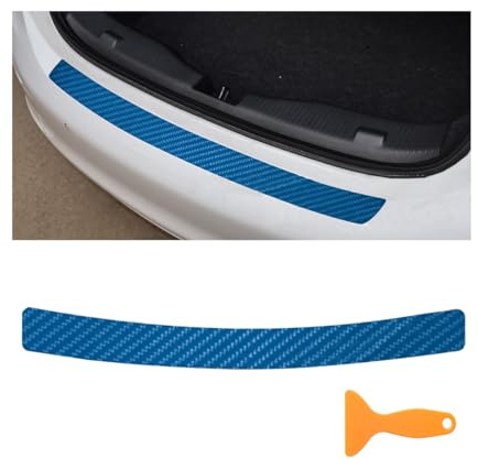 JNNJ Protector Parachoques Trasero 4D, Listón De Umbral De Carbono Adhesiva Protección del Parachoques Trasero, Antiarañazos Universal Protector De Parachoques Trasero para Coches, Camión(Azul)