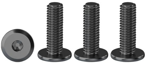 Drenky Vis à Tête Plate Hexagonale M4 X 20 mm - Lot De 20 Boulons à Bride en Acier Inoxydable A2 V2A - Filetage Complet, Noir