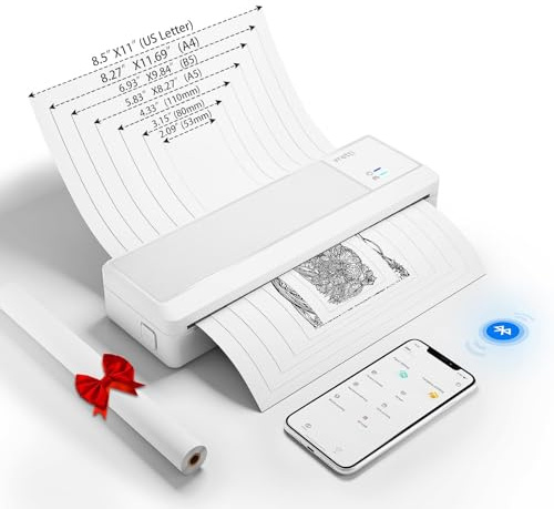 vretti Portable Printers Wireless,P83 Inkless Printer,Thermal Machine A4 Compatible with Android and iOS for Travel,Home,Study,Office