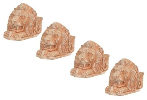 Biscottini Set 4 Sottovasi per piante in terracotta Testa di Leone 28x18x20 cm - Sottovasi terracotta Toscana Made in Italy