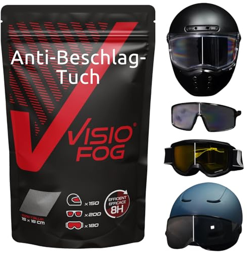 Lingette Anti Buee Casque Moto VisioFog/Anti Buee Lunette de Vue/Sport/Natation | Lingette Microfibre Anti Buée Réutilisable Jusqu'à 150 Fois sur Visiere Casque Moto Et 200 Fois sur Lunettes
