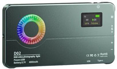 Fangxuee Panneau LED Couleur Complète Lampe de Remplissage LED RVB 2500-9000K pour Le Vlogging, la Photographie et Les Conférences Vidéo